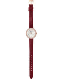 Emporio Armani Rosa Two Hand White Dial Red Leather Strap Watch For Women - AR11357