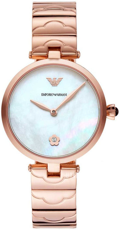 Buy Shop Emporio Armani Arianna White Mother of Pearl Dial Rose Gold Steel Strap Watch For Women - AR11236 USA Online