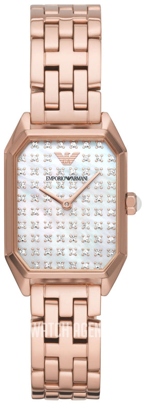 Buy Shop Emporio Armani Gioia Quartz Mother of Pearl Dial Rose Gold Steel Strap Watch For Women - AR11389 USA Online