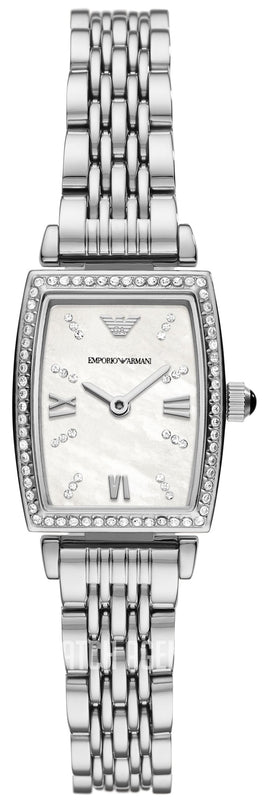 Buy Shop Emporio Armani Gianni T-Bar Quartz White Dial Silver Steel Strap Watch For Women - AR11405 USA Online