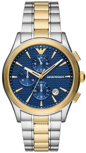 Buy Shop Emporio Armani Paolo Chronograph Blue Dial Two Tone Steel Strap Watch For Men - AR11579 USA Online