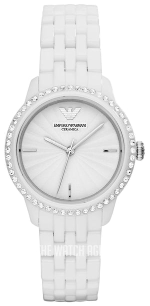 Buy Shop Emporio Armani Ceramic White Dial White Ceramic Bracelet Watch For Women - AR1477 USA Online