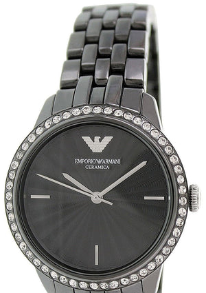 Buy Shop Emporio Armani Crystal Ceramica Black Dial Black Steel Strap Watch For Women - AR1478 USA Online
