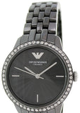 Buy Shop Emporio Armani Crystal Ceramica Black Dial Black Steel Strap Watch For Women - AR1478 USA Online