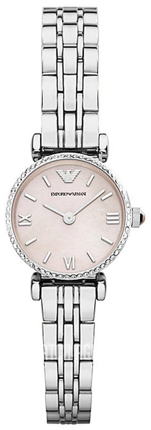 Buy Shop Emporio Armani Classic Gianni T Bar Crystals Pink Dial Silver Steel Strap Watch For Women - AR1781 USA Online