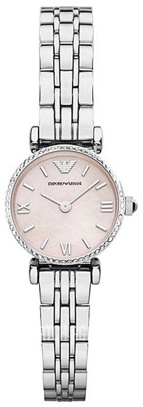 Buy Shop Emporio Armani Classic Gianni T Bar Crystals Pink Dial Silver Steel Strap Watch For Women - AR1781 USA Online