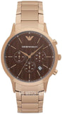 Emporio Armani Renato Chronograph Brown Dial Rose Gold Steel Strap Watch For Men - AR2504