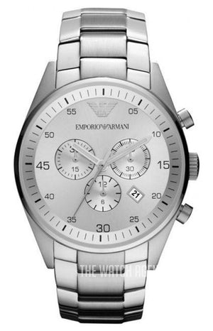 Buy Shop Emporio Armani Sportivo Chronograph Silver Dial Silver Steel Strap Watch For Men - AR5963 USA Online