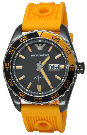 Buy Shop Emporio Armani Sportivo Quartz Black Dial Orange Rubber Strap Watch For Men - AR6046 USA Online