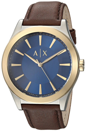 Buy Shop Armani Exchange Nico Quartz Blue Dial Brown Leather Strap Watch For Men - AX2334 USA Online