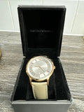 Buy Shop Emporio Armani Classic Quartz Silver Dial Beige Leather Strap Watch For Men - AR2464 USA Online