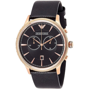 Buy Shop Emporio Armani Alpha Large Chronograph Black Dial Black Leather Strap Watch for Men - AR1792 USA Online