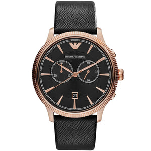 Buy Shop Emporio Armani Alpha Large Chronograph Black Dial Black Leather Strap Watch for Men - AR1792 USA Online