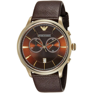 Buy Shop Emporio Armani Alpha Large Chronograph Brown Dial Brown Leather Strap Watch for Men - AR1793 USA Online