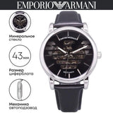 Buy Shop Emporio Armani Analog Automatic Black Dial Black Leather Strap Watch For Men - AR60040 USA Online