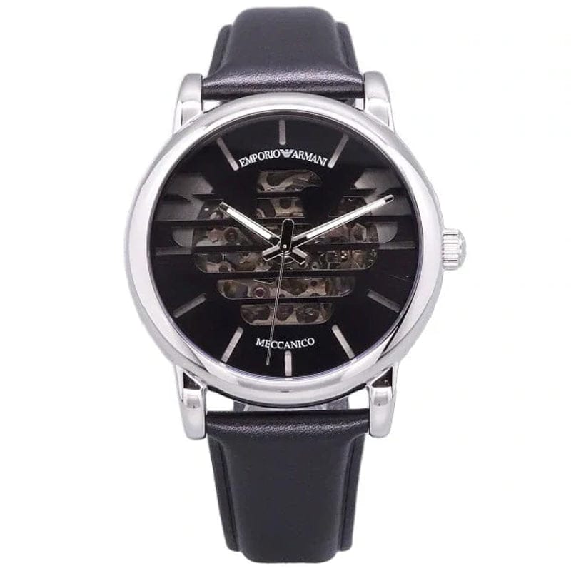 Buy Shop Emporio Armani Analog Automatic Black Dial Black Leather Strap Watch For Men - AR60040 USA Online