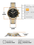 Buy Shop Emporio Armani Analog Chronograph Black Dial Two Tone Steel Strap Watch For Men - AR11521 USA Online