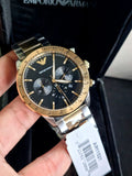 Buy Shop Emporio Armani Analog Chronograph Black Dial Two Tone Steel Strap Watch For Men - AR11521 USA Online