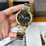 Buy Shop Emporio Armani Analog Chronograph Black Dial Two Tone Steel Strap Watch For Men - AR11521 USA Online