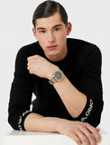 Buy Shop Emporio Armani Analog Chronograph Black Dial Two Tone Steel Strap Watch For Men - AR11521 USA Online