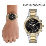 Buy Shop Emporio Armani Analog Chronograph Black Dial Two Tone Steel Strap Watch For Men - AR11521 USA Online