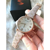 Buy Shop Emporio Armani Analog Grey Dial Pink Leather Strap Watch For Women - AR11126 USA Online