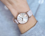 Buy Shop Emporio Armani Analog Grey Dial Pink Leather Strap Watch For Women - AR11126 USA Online