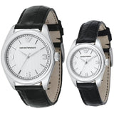 Buy Shop Emporio Armani Analog White Dial Black Leather Strap Watch For Women - AR6026 USA Online