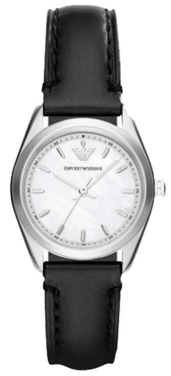 Buy Shop Emporio Armani Analog White Dial Black Leather Strap Watch For Women - AR6026 USA Online