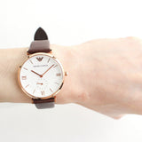 Buy Shop Emporio Armani Analog White Dial Brown Leather Strap Watch For Men - AR9042 USA Online