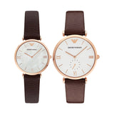 Buy Shop Emporio Armani Analog White Dial Brown Leather Strap Watch For Men - AR9042 USA Online
