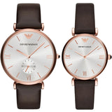 Buy Shop Emporio Armani Analog White Dial Brown Leather Strap Watch For Men - AR9042 USA Online