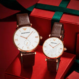 Buy Shop Emporio Armani Analog White Dial Brown Leather Strap Watch For Men - AR9042 USA Online