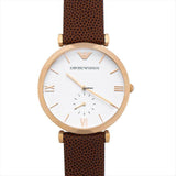 Buy Shop Emporio Armani Analog White Dial Brown Leather Strap Watch For Men - AR9042 USA Online