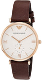 Buy Shop Emporio Armani Analog White Dial Brown Leather Strap Watch For Men - AR9042 USA Online
