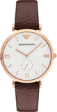 Buy Shop Emporio Armani Analog White Dial Brown Leather Strap Watch For Men - AR9042 USA Online
