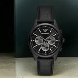 Buy Shop Emporio Armani Antonio Chronograph Black Dial Black Leather Strap Watch for Men - AR11583 USA Online
