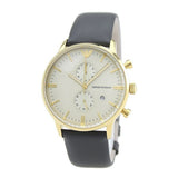 Buy Shop Emporio Armani Gianni Beige Dial Grey Leather Strap Watch For Men - AR0386 USA Online