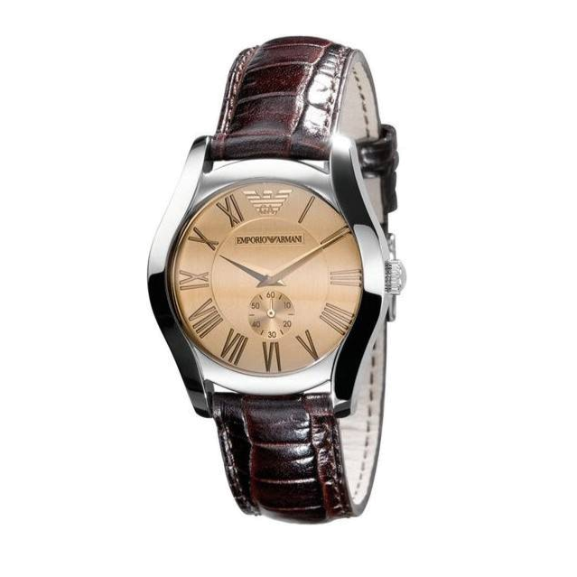 Buy Shop Emporio Armani Classic Quartz Beige Dial Brown Leather Strap Watch For Men - AR0646 USA Online