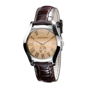 Buy Shop Emporio Armani Classic Quartz Beige Dial Brown Leather Strap Watch For Men - AR0646 USA Online