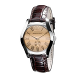 Buy Shop Emporio Armani Classic Quartz Beige Dial Brown Leather Strap Watch For Men - AR0646 USA Online