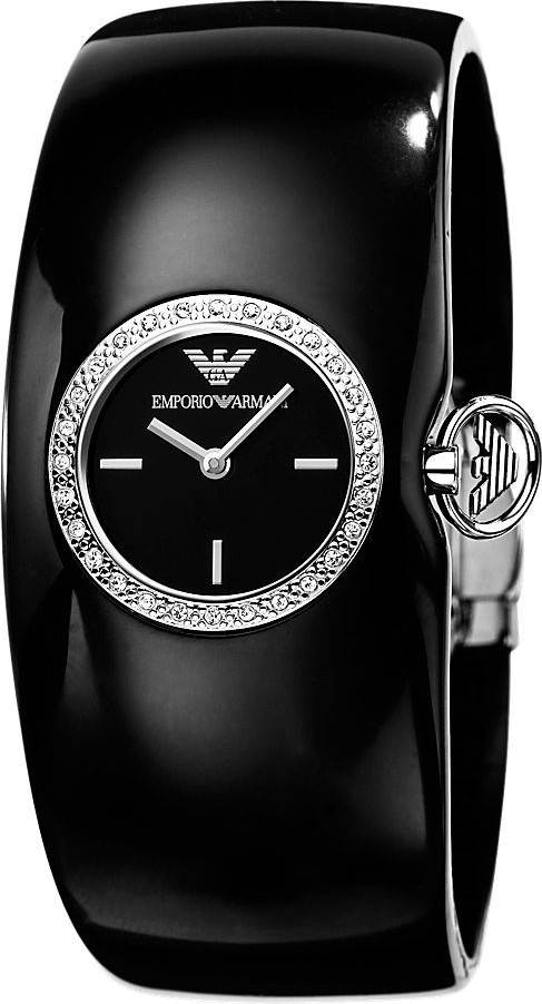Buy Shop Emporio Armani Casual Analog Black Dial Black Leather Strap Watch For Women - AR0739 USA Online