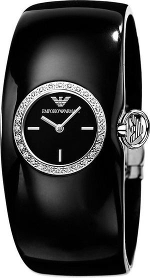 Buy Shop Emporio Armani Casual Analog Black Dial Black Leather Strap Watch For Women - AR0739 USA Online