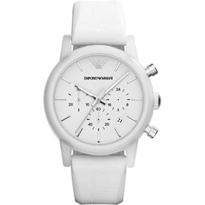 Buy Shop Emporio Armani Classic Chronograph White Dial White Rubber Strap Watch For Men - AR1054 USA Online
