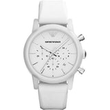 Buy Shop Emporio Armani Classic Chronograph White Dial White Rubber Strap Watch For Men - AR1054 USA Online