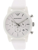 Buy Shop Emporio Armani Classic Chronograph White Dial White Rubber Strap Watch For Men - AR1054 USA Online