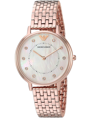 Buy Shop Emporio Armani Dress Quartz Rose Gold Dial Rose Gold Steel Strap Watch For Women - AR11062 USA Online