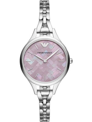 Buy Shop Emporio Armani Aurora Mother Of Pearl Purple Dial Silver Steel Strap Watch For Women - AR11122 USA Online
