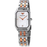 Buy Shop Emporio Armani Gianni T Bar Mother of Pearl Dial Two Tone Steel Strap Watch For Women - AR11146 USA Online
