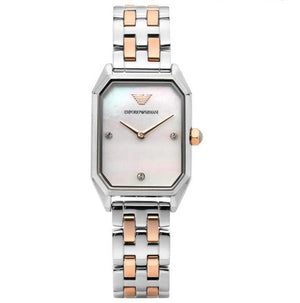 Buy Shop Emporio Armani Gianni T Bar Mother of Pearl Dial Two Tone Steel Strap Watch For Women - AR11146 USA Online